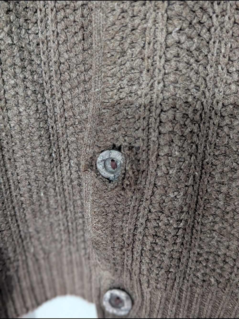 Grenadier Vintage Men's Brown Ribbed Knit Button-Front Grandpa Cardigan Sweater - Picture 4 of 10